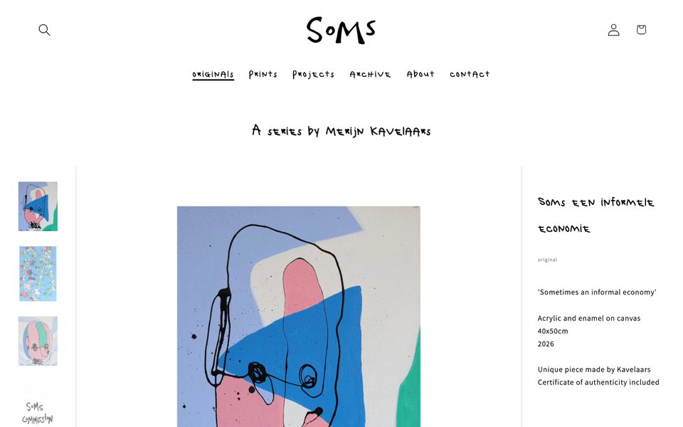 The Soms website: a painting from the series beside its details